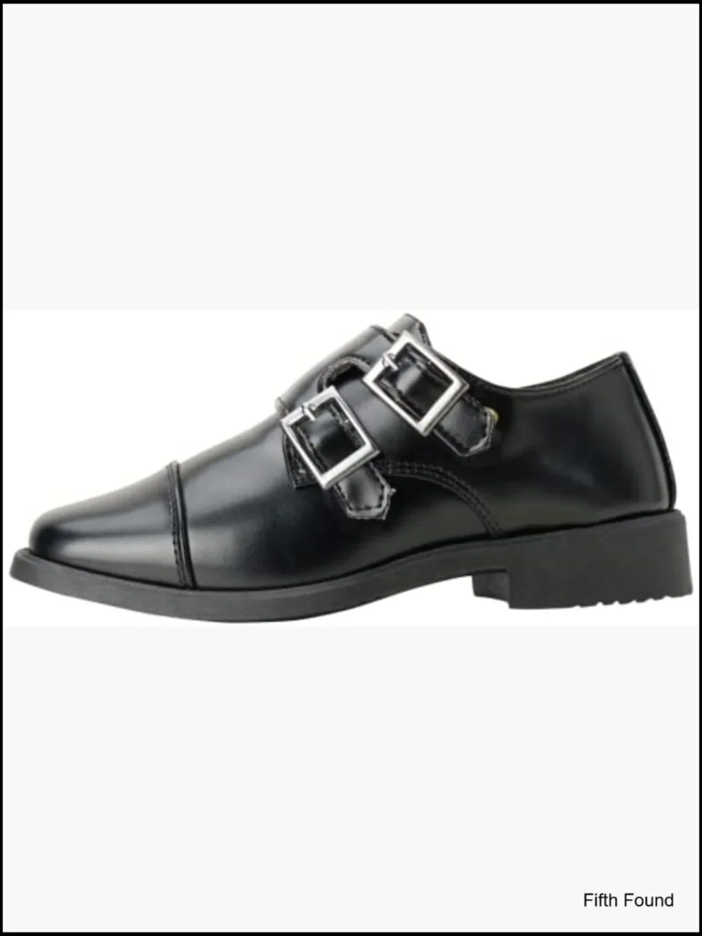 Boys Double Monk Strap Cap Toe Oxford Loafers - Hook & Loop Closure,